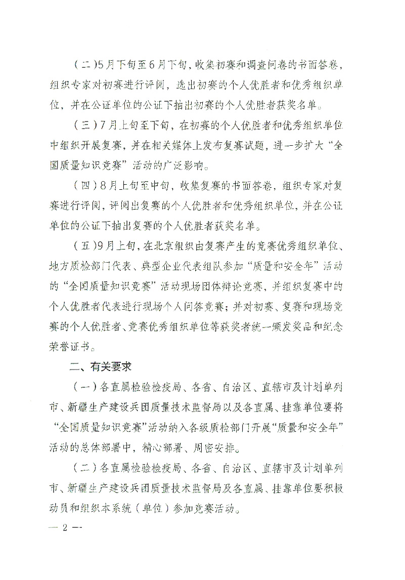 國家質(zhì)檢總局辦公廳《關(guān)于舉辦&ldquo;全國質(zhì)量知識(shí)競賽&rdquo;活動(dòng)的通知》